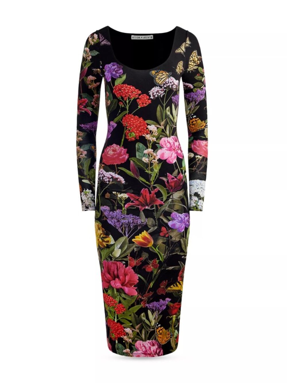 Alice + Olivia Delora Secret Garden Floral Midi Dress Size 10 - Picture 9 of 11